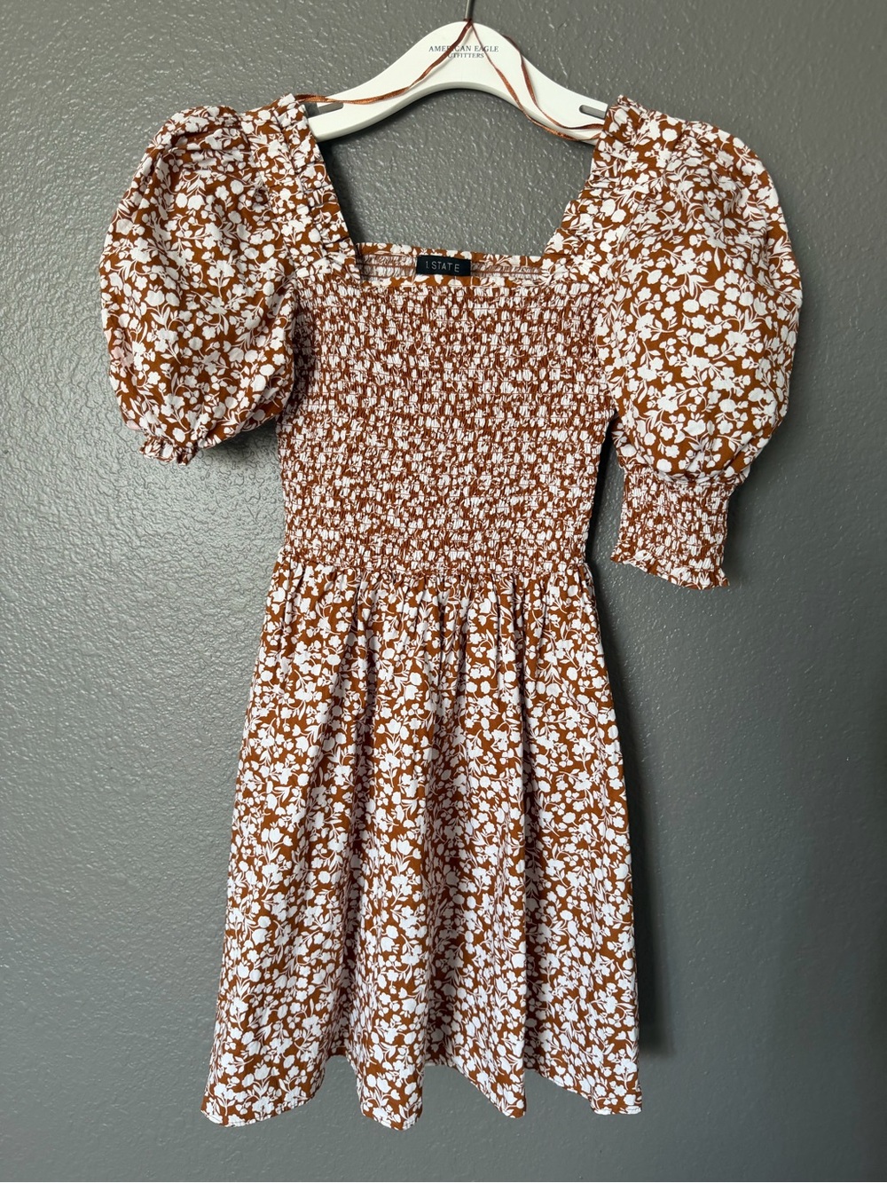 STATE Floral mini Puff sleeve dress